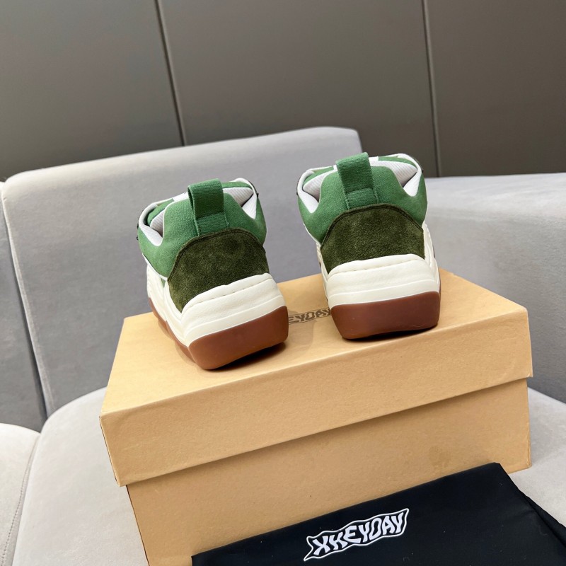 2025 Unisex HEYDAY Green White Canvas Leather Wave Sneakers KFY00260