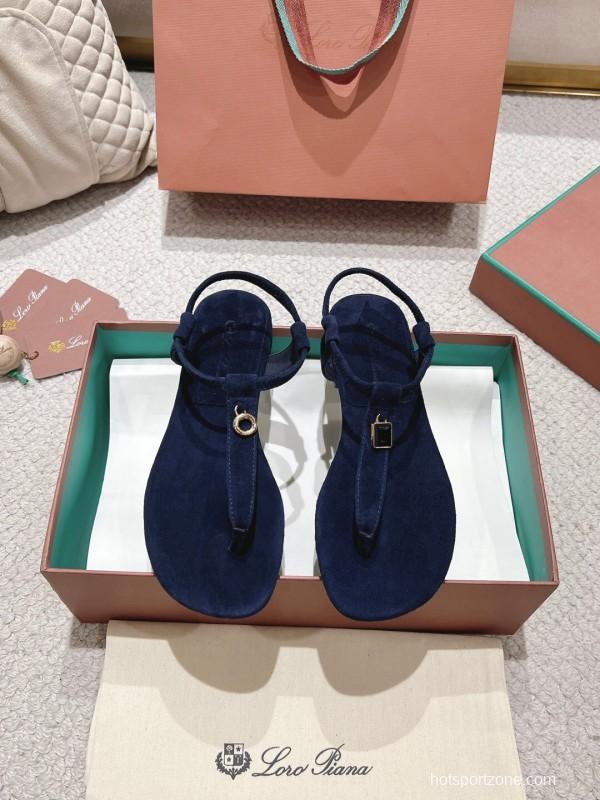 2025 Women LP Navy Suede Sandals LY00000
