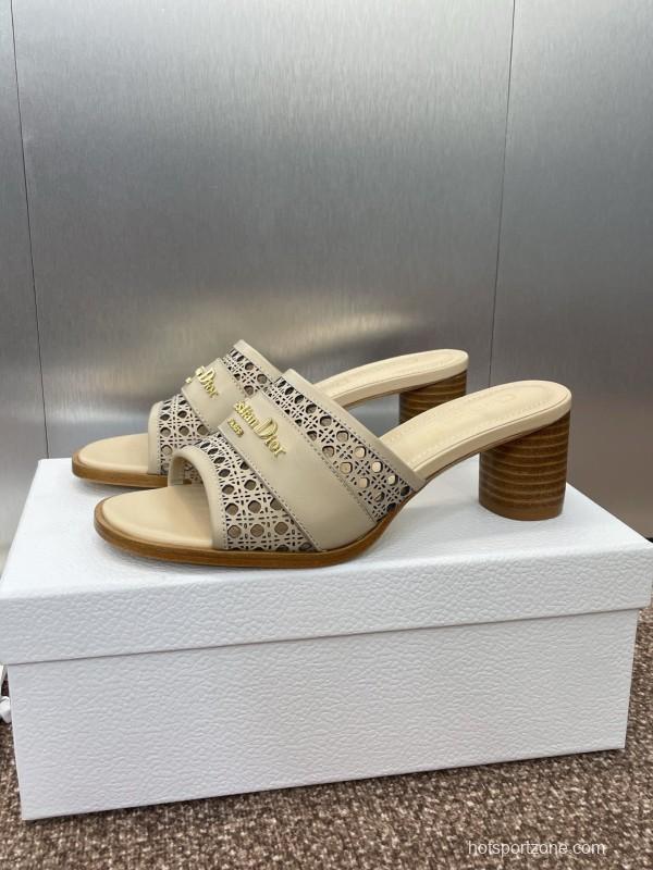 2025 Women Dior Beige Leather Sandals