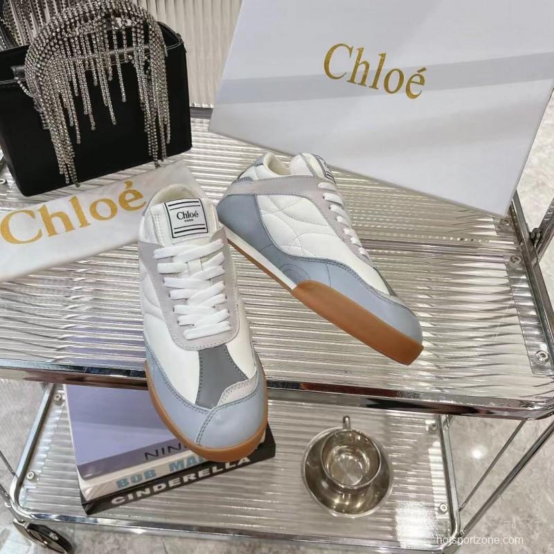 2025 Unisex Chloé White Grey Leather Casual Sneakers LY00280/LY00300