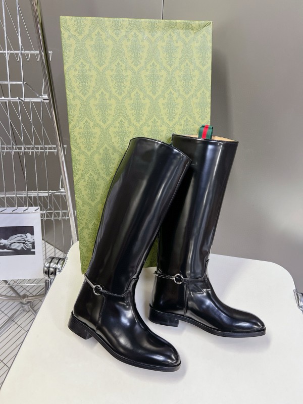 2024 Women Gucci Black Leather Boots MJ00620