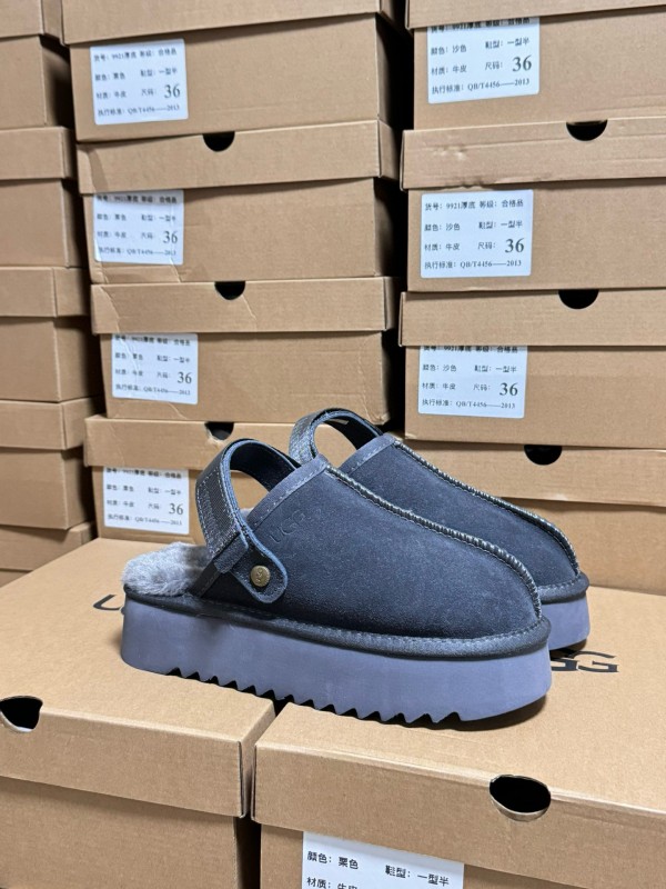 2024 Women UGG Grey Suede Slip-On Slippers MJ00170