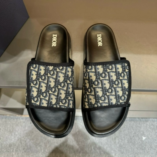 2024 Slippers Dior Black Canvas Slippers MJ00180