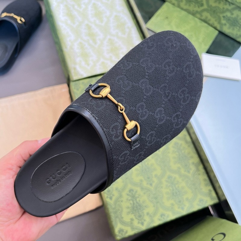 2024 Slippers Gucci Black Leather Slippers MJ00280