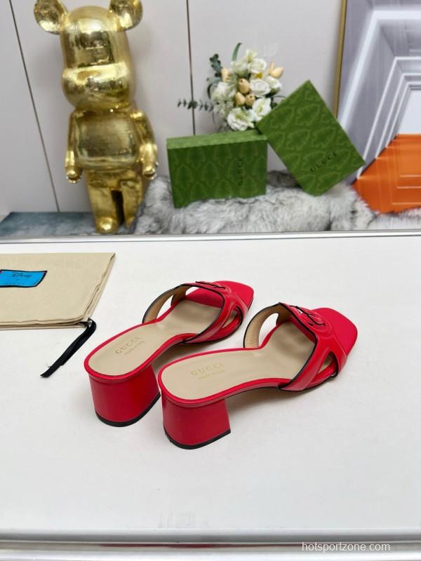 2025 Gucci Red Leather Slippers