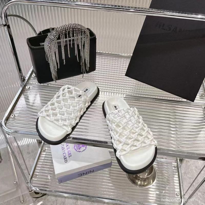 2025 Slippers Jil Sander White Leather Woven