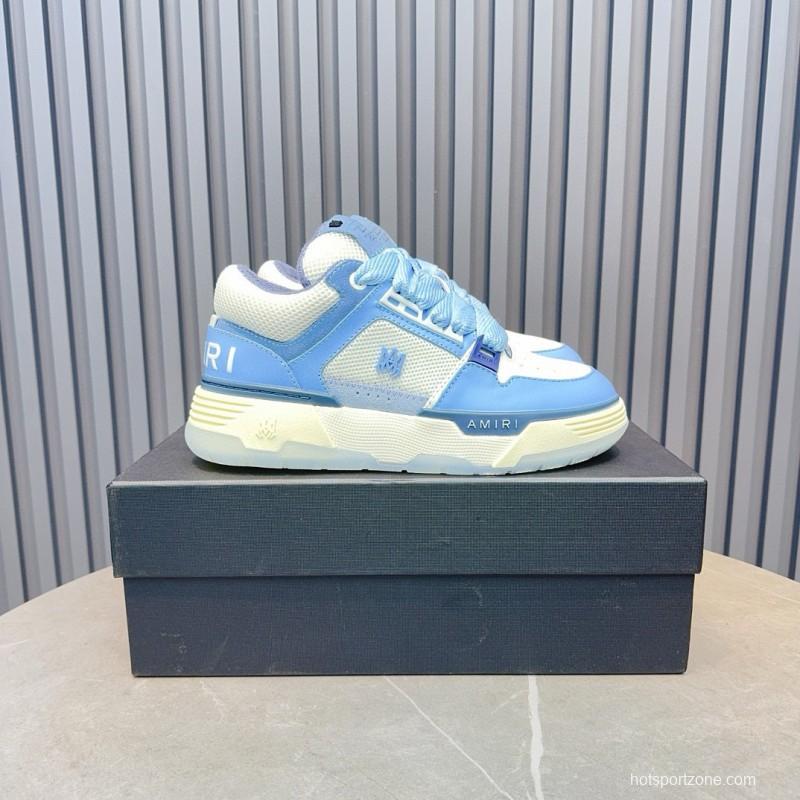 2024 Unisex Amiri Blue White Mesh Leather Sneakers MJ00360