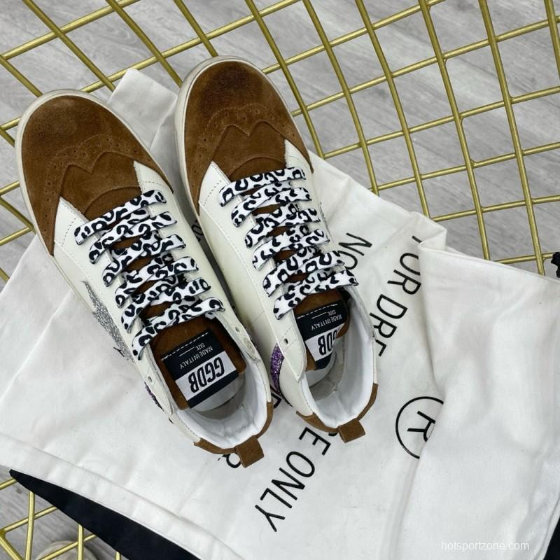 2024 Unisex GGDB white brown suede leather glitter star sneakers MJ00300