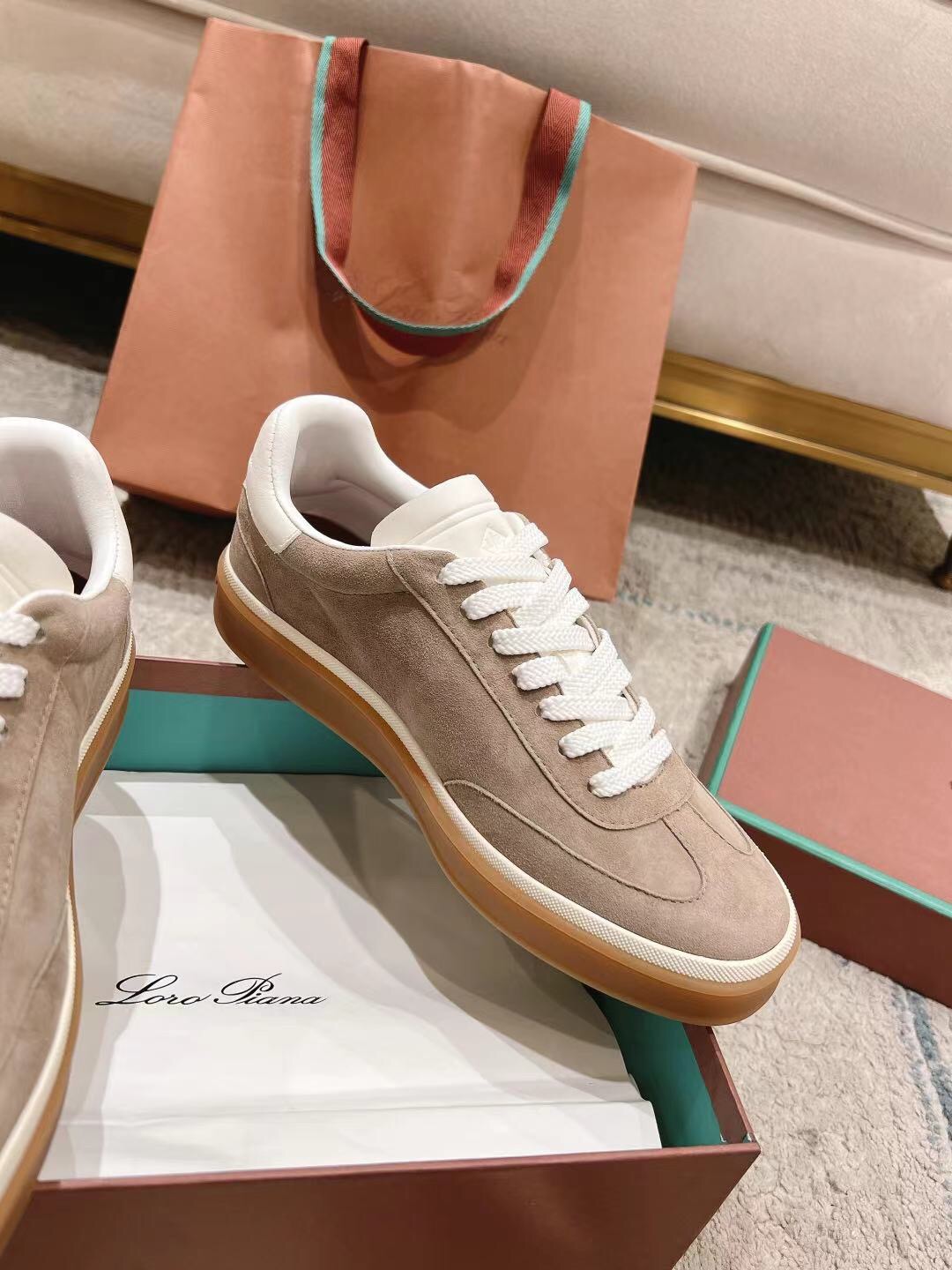 2025 Unisex Le Parmentier Beige White Leather Sneakers Top Version LY00320(F)/LY00330(M)