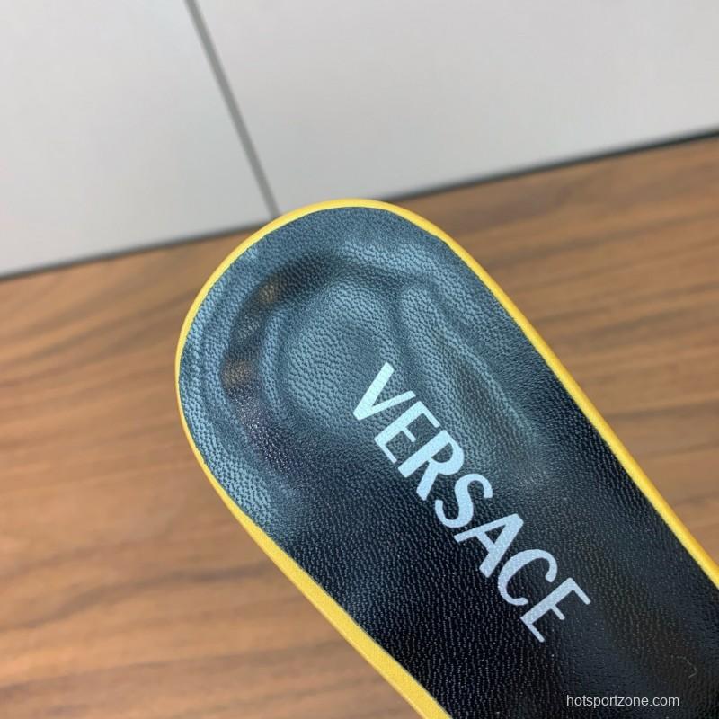 2025 Women VERSACE Yellow Leather Slippers