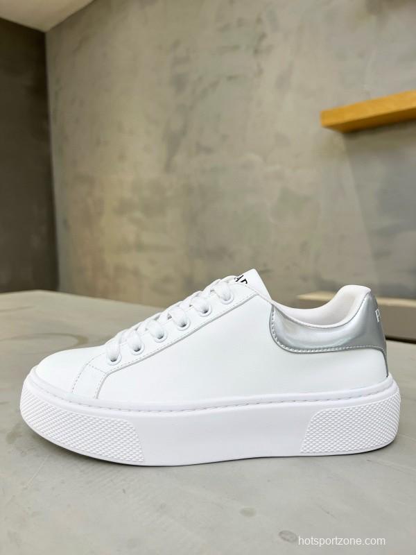 2024 Unisex Prada White Silver Leather Sneakers MJ00310