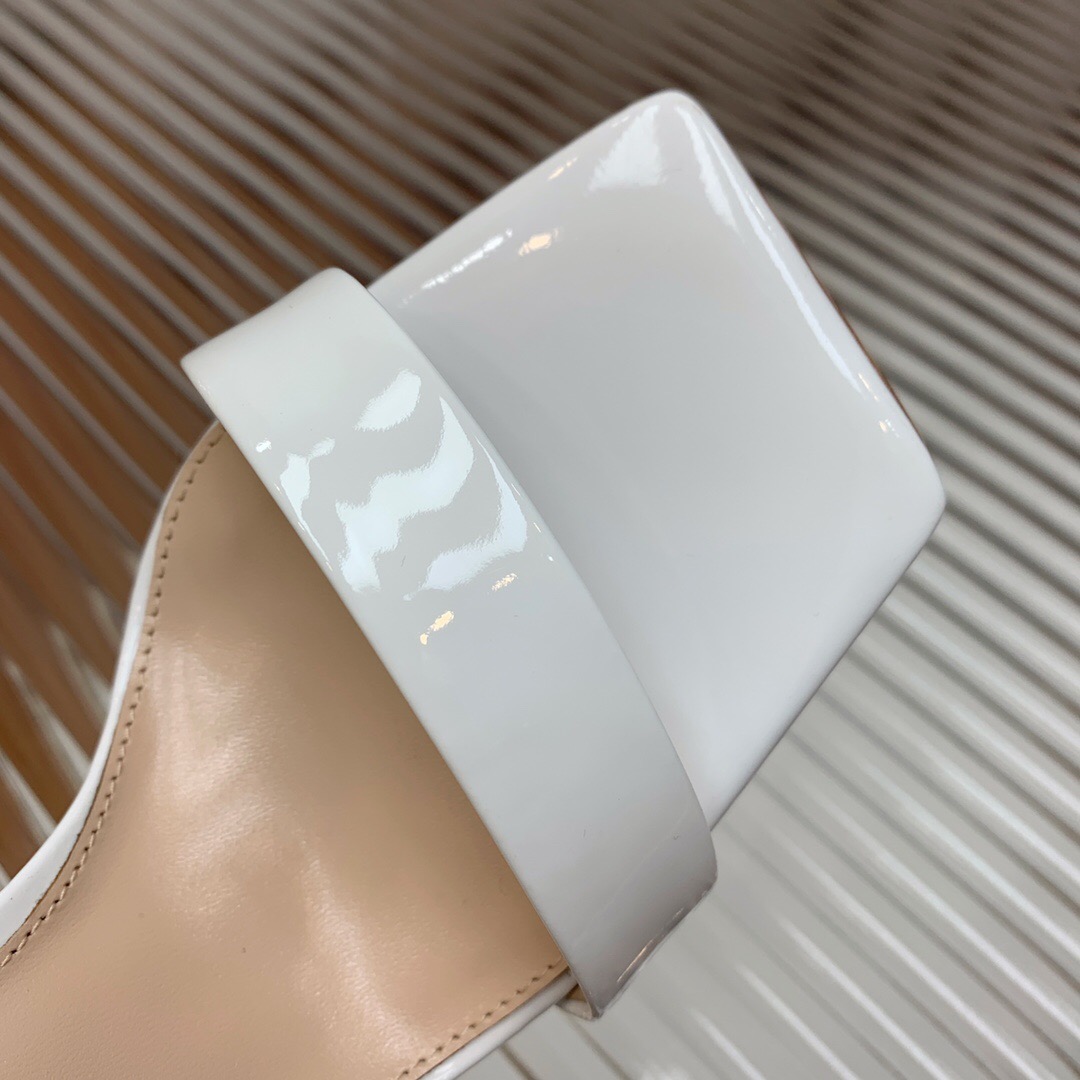 2025 Women Gianvito Rossi White Leather High Heel Slingback Sandals