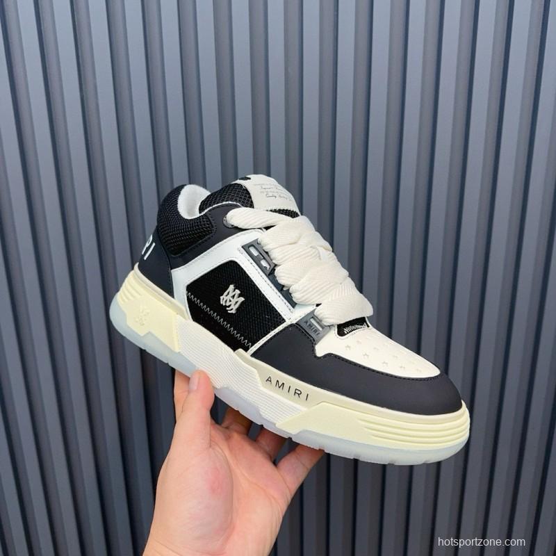 2024 Unisex Amiri Black White Leather Sneakers MJ00360