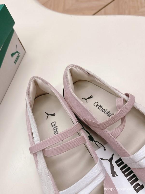 2025 Women PUMA Light Pink Suede Ballet Shoes