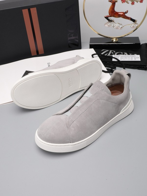 2024 Men Ermenegildo Zegna Grey Suede Sneakers MJ00240