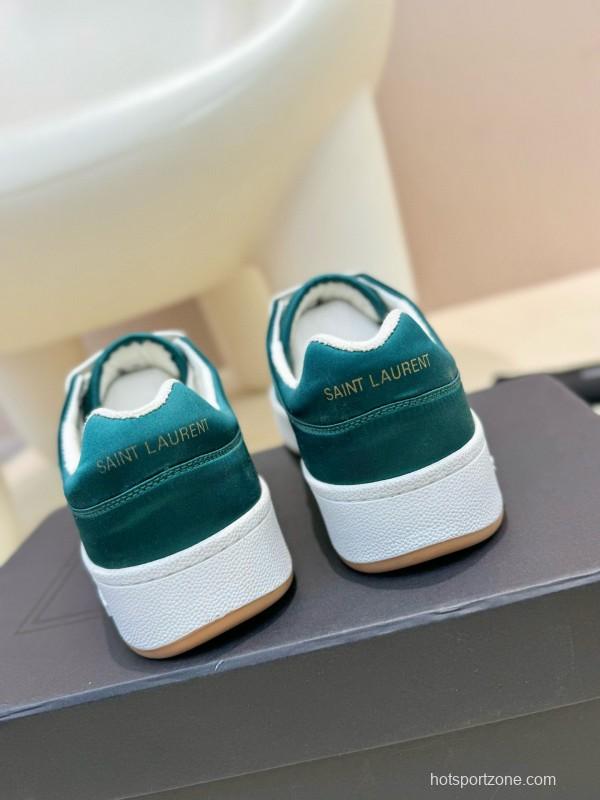 2024 Unisex Yves Saint Laurent Green Satin Casual Sneakers