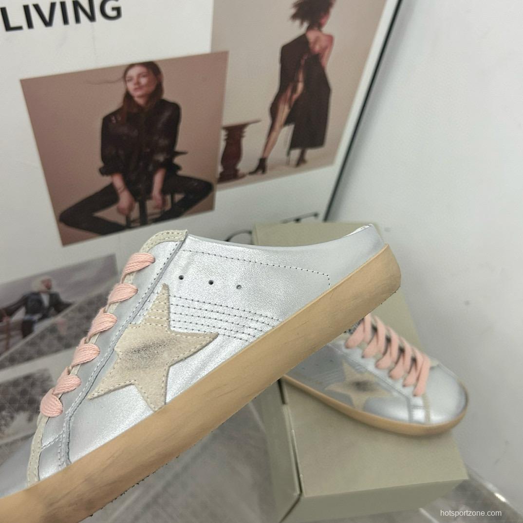 2025 GGDB White Silver Beige Leather Suede Star Sneakers Mule