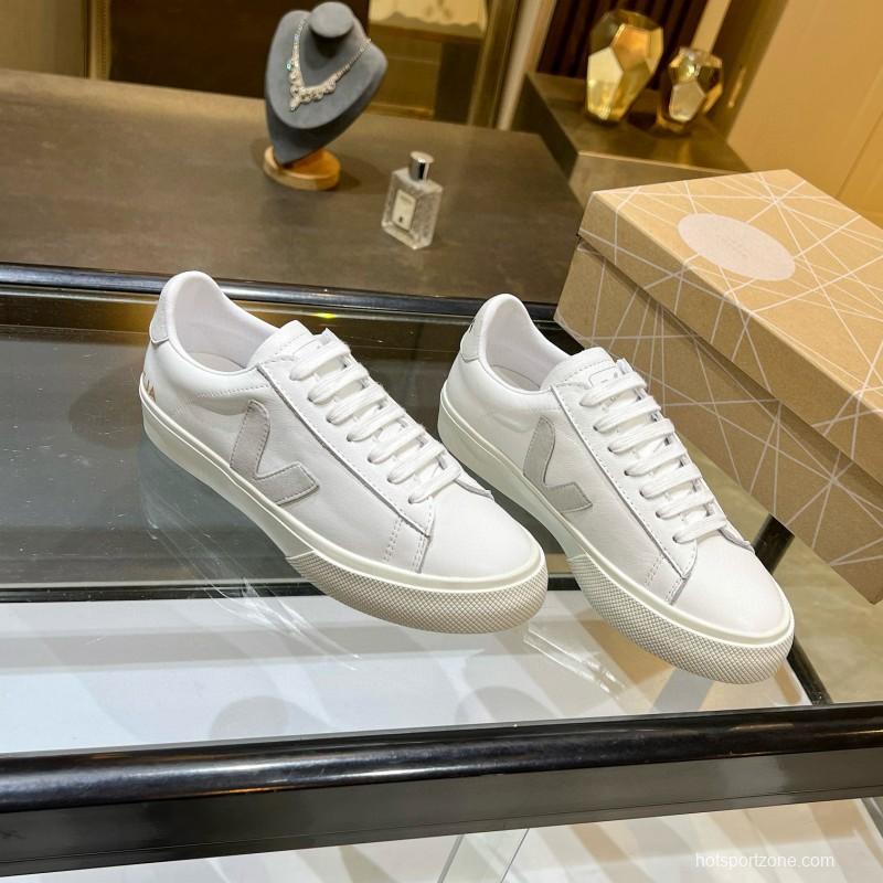 2025 Unisex VEJA White Grey Leather Canvas Sneakers MJ00240