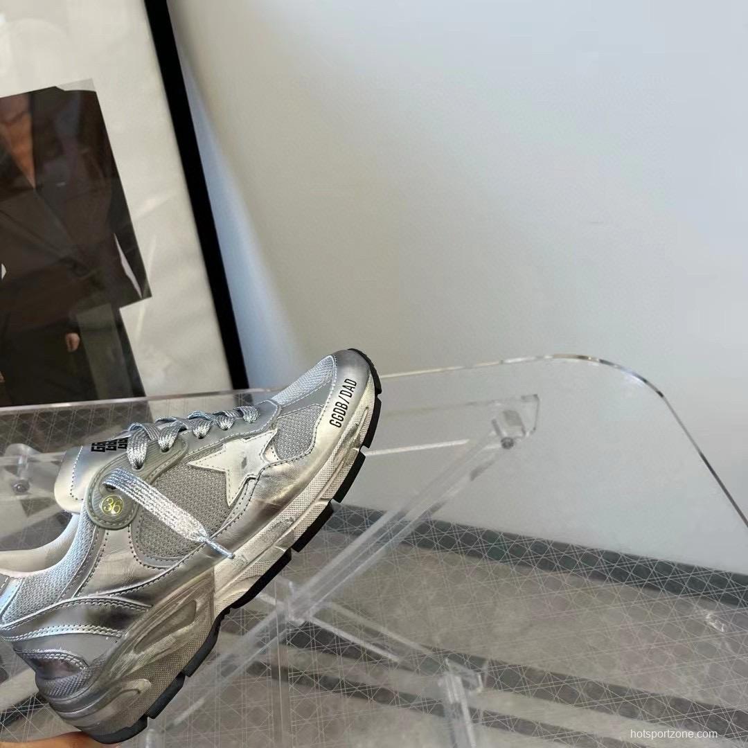 2024 Unisex GGDB Silver Mesh Leather Sneakers