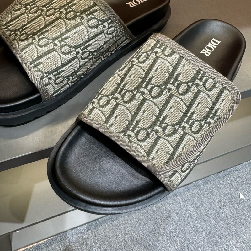 2024 Dior beige black fabric slippers MJ00180