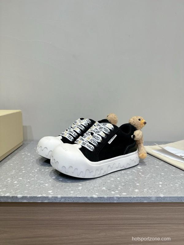 2025 Women 13DE MARZO Black Canvas Small Bear Toy Sneakers KFY00280