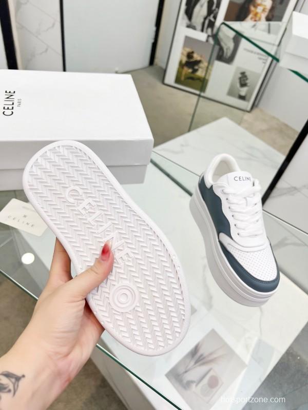 2025 Unisex CELINE White Grey Leather Sneakers