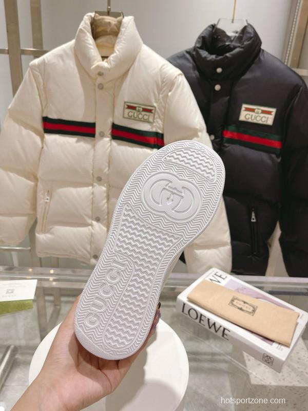 2024 Women Gucci White Sheepskin Snow Boots Gold Hardware