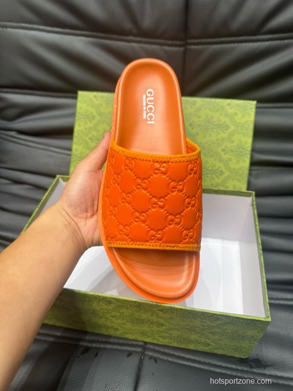 2024 Slippers Gucci Orange Rubber Slippers MJ00200