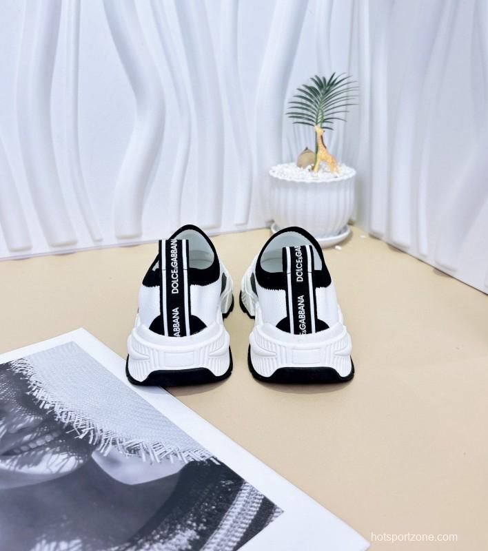 2024 Kids Dolce & Gabbana Pink Black White Fabric Sneakers