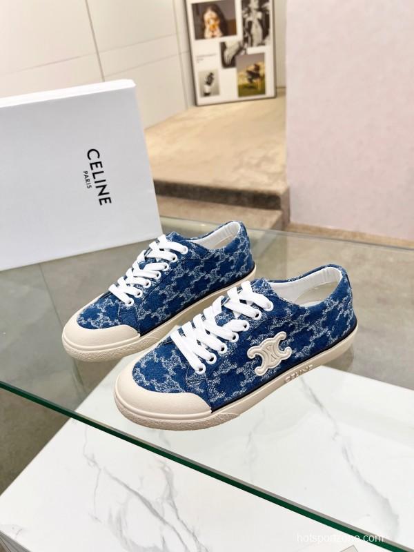 2025 Women Celine Blue Canvas Sneakers LY00210