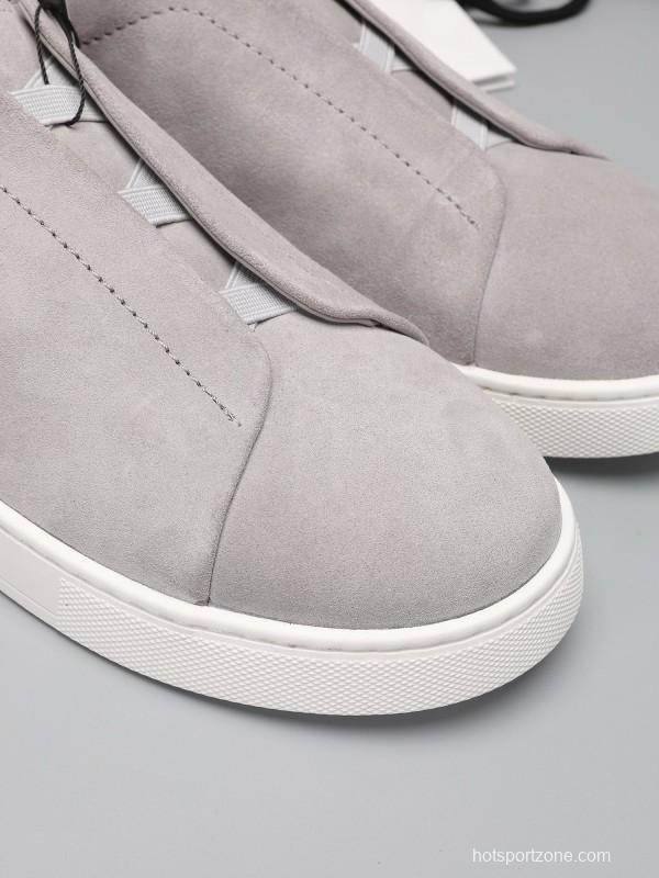 2024 Men Ermenegildo Zegna Grey Suede Sneakers MJ00240