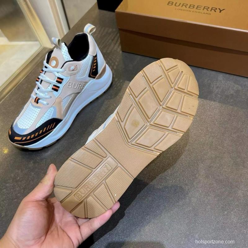 2025 Unisex Burberry Beige White Black Leather Suede Mesh Chunky Sneakers MJ00380(F/W)