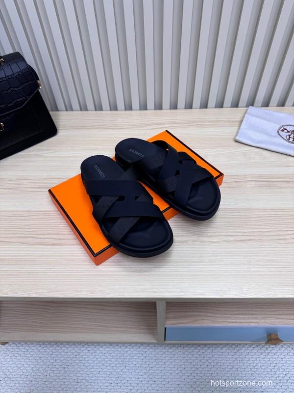 2025 Men HERMÈS Brown Leather Sandals