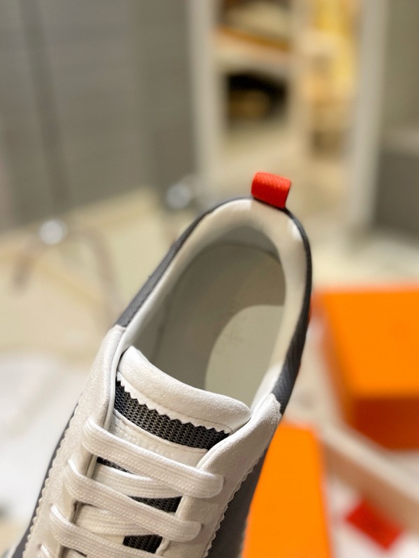 2024 Unisex Hermès Black White Imported Silk Sheepskin Imported Suede Casual Sneakers MJ00320