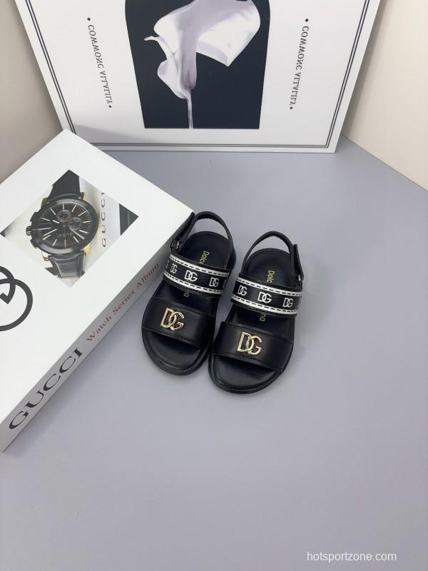 2025 Kids Dolce & Gabbana Black White Leather Sandals
