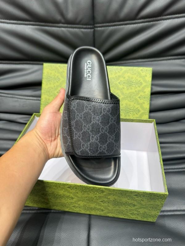 2024 Slippers Gucci Black Fabric Slippers MJ00200
