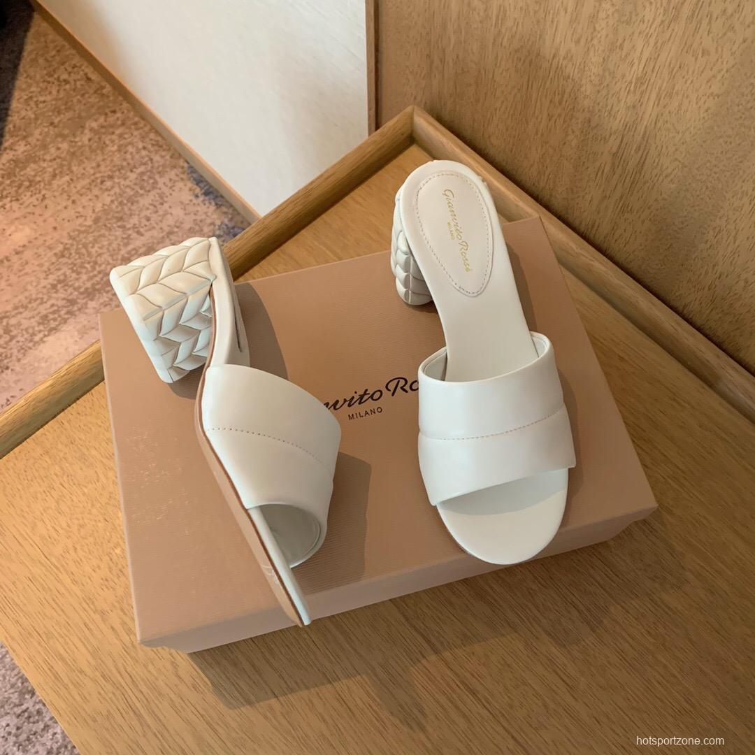 2025 Women Gianvito Rossi White Leather Slippers KFY00260