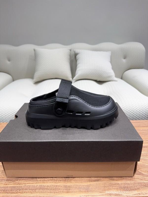 2025 Unisex UGG Black Textile Rubber Slippers Strap KFY00220(F)/KFY00230(M)