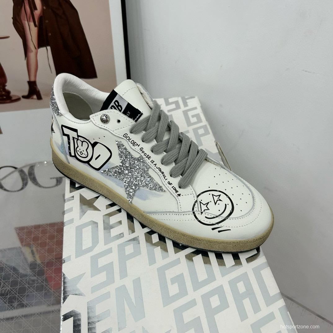 2024 Unisex GGDB White Black Glitter Leather Low-top Sneakers MJ00260