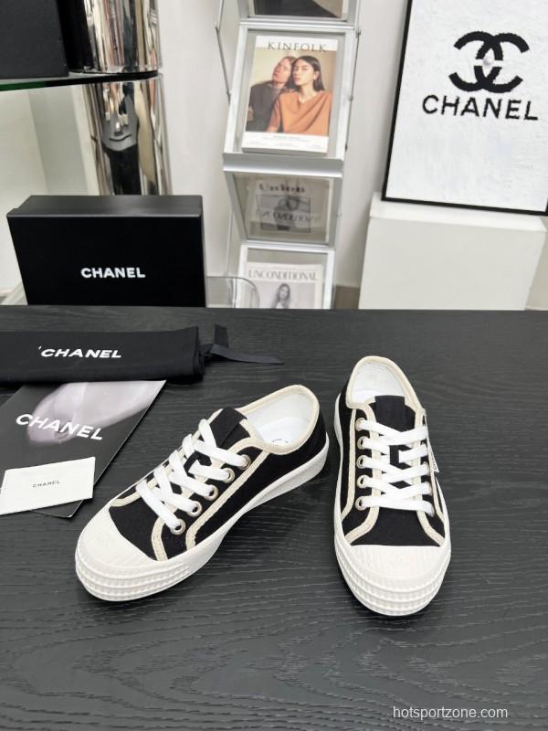 2025 Women Chanel Black Canvas Sneakers LY00230