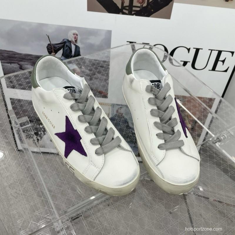 2025 Women GGDB White Purple Leather Sneakers