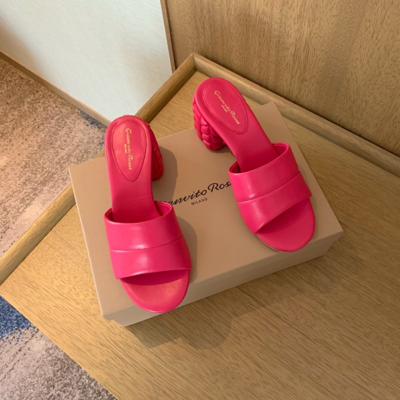 2025 Women Gianvito Rossi Pink Leather Slippers