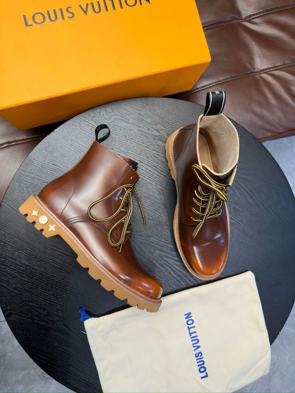 2024 Men Louis Vuitton Brown Calfskin Leather Boots MJ00440