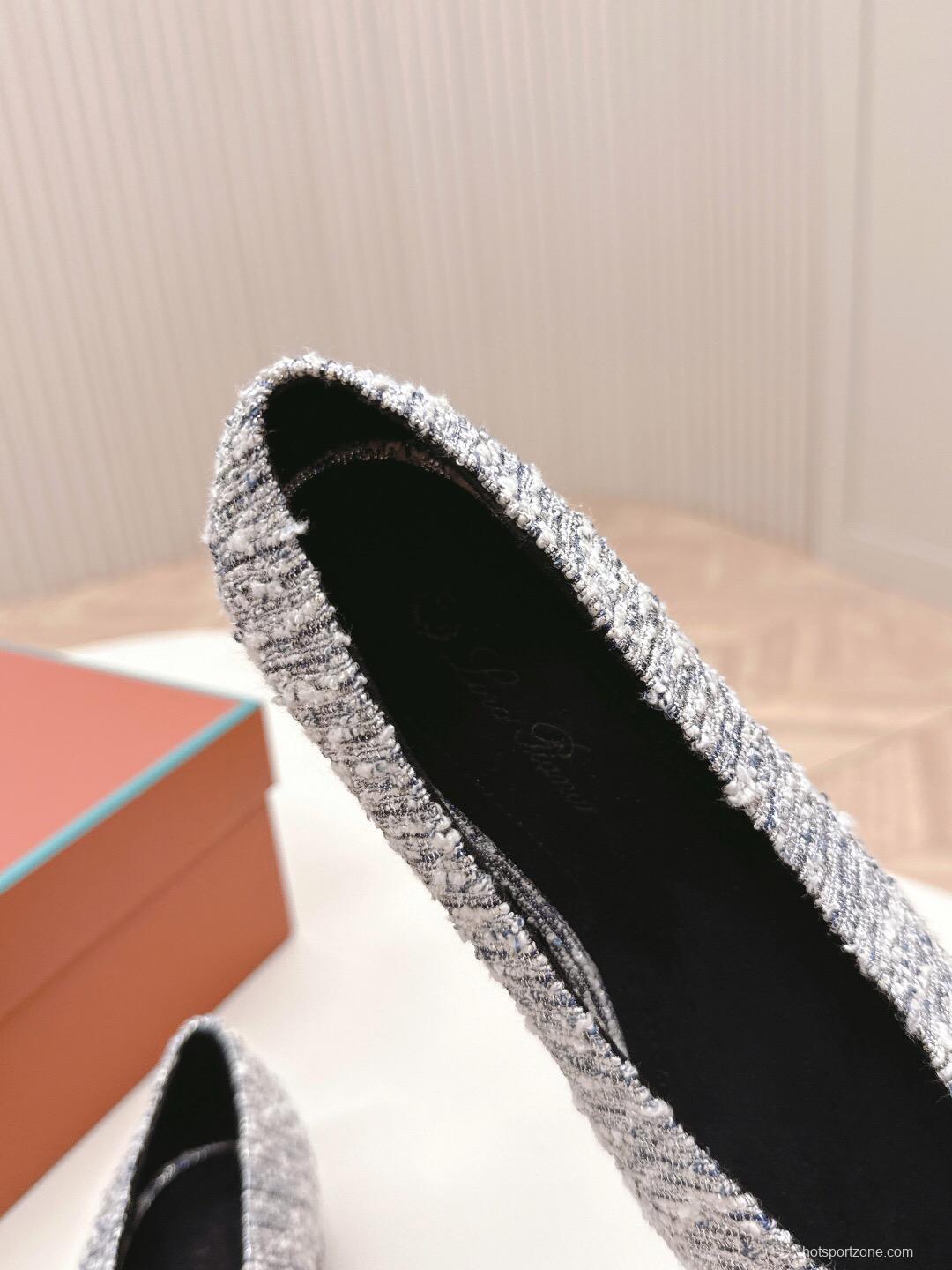 2025 Women Le Parmentier Grey Blue Knitted Leather Loafers