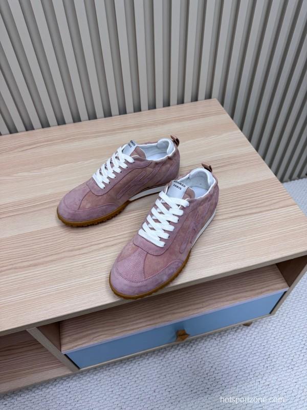 2025 Women Hermès Pink Suede Sneakers KFY00300