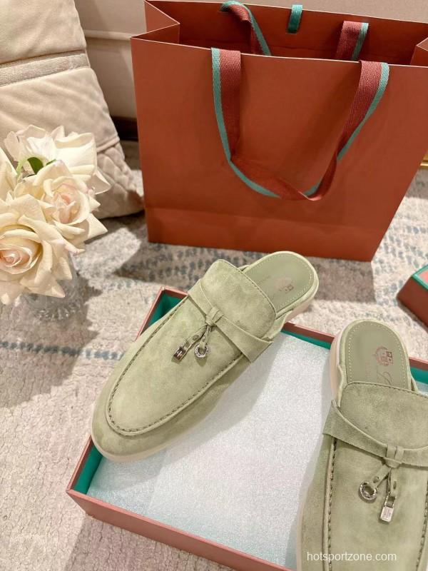 2025 Women LP Light Green Suede Loafers LY00000