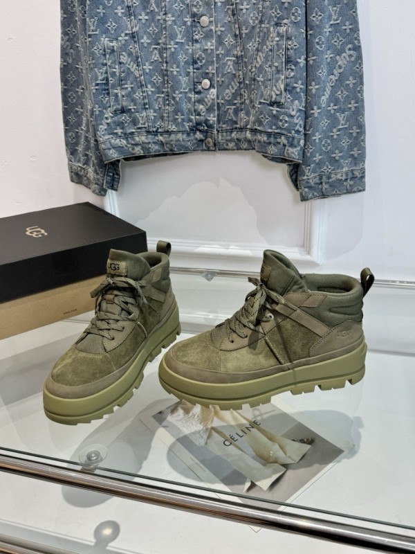 2024 Unisex UGG Black Chestnut Military Green Sheepskin Work Boots MJ00300