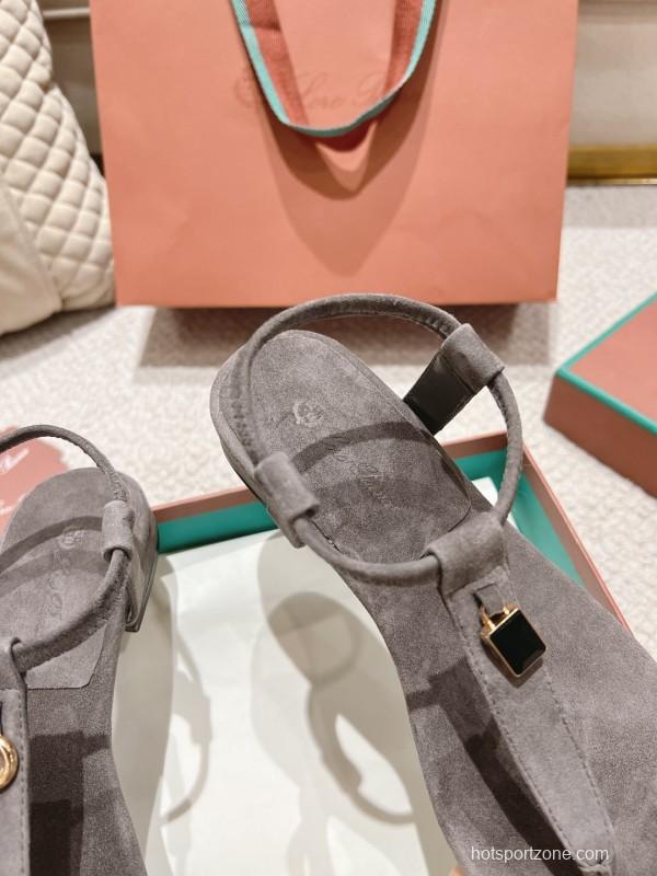 2025 Women LP Gray Suede Sandals LY00360