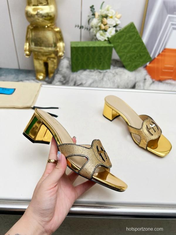 2025 Gucci Gold Leather Slippers