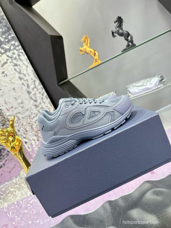 2024 Unisex Dior Stone Island Grey Mesh Tech Fabric B30 Sneakers MJ00330